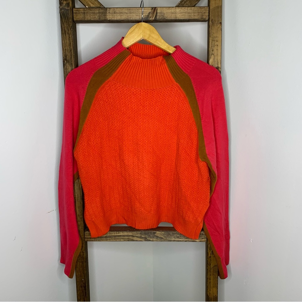 French Connection Red and Orange Women's Sweater Size S